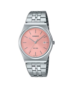 Diese Casio Casio Collection Analoguhr für Unisex ist das perfekte Zeitmessinstrument zum Tragen oder Verschenken. Das silberne 35 mm runde Gehäuse kombiniert mit dem bequemen silbernen Edelstahlarmband sorgt dafür, dass Sie dieses atemberaubende Zeitstück ohne Kompromisse genießen können. Betrieben von einem hochwertigen Quarzwerk und wasserdicht bis 5 Bar, wird Ihre Uhr zuverlässig ticken. Diese lässige und trendige Uhr ist ein perfektes Geschenk zum Neujahr, Geburtstag, Valentinstag und mehr. Diese Analoguhr hat eine Kalenderfunktion: Datum, und diese hochwertige Uhr ist eine unglaubliche Augenweide für Damen. Die Analoguhr hat ein schweizerisches Werk, Gehäusedurchmesser: 35 mm, Gehäusehöhe: 7 mm, Gehäusefarbe: Silber und Ziffernblattfarbe: Pink.