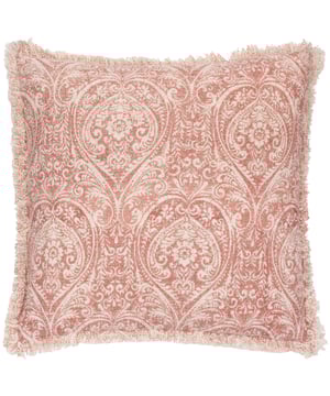 Turn your home into a perfect sanctuary and inspire your guests with the Durelle cushion. Featuring a refined damask pattern printed onto a contemporary slub cotton base, the reverse is complete with a soft finish, plain cotton reverse, and coordinating speckled raw-fringed trim. This design is the perfect addition for layering within interiors. Size: 50 x 50cm