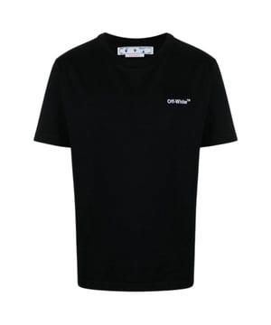 Blijf stijlvol met dit gebroken witte zwarte T-shirt. Dit T-shirt heeft een iconisch logo op de borst en zal zeker een gespreksstarter zijn. Pronk met je unieke stijl!, Gebroken wit logo, Gebroken wit zwart T-shirt, 100% katoen, Gemaakt in Italië, Ronde hals, Streetwear, Korte mouw, Zwart T-shirt