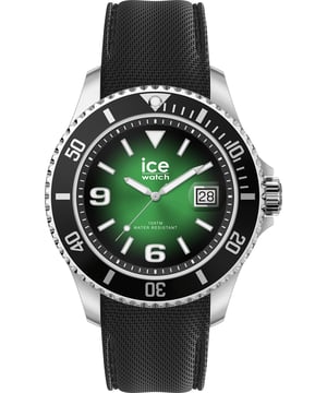 Diese Ice Watch Ice Steel - Deep Green Analog Uhr für  Herren ist das perfekte Accessoire zum tragen oder verschenken. Ihr Silber 44 mm Rund Gehäuse kombiniert mit dem bequemen Schwarz Armband aus  Silikon garantiert, dass Sie diese atemberaubende Uhr kompromisslos genießen werden. Angetrieben von einem hochwertigen Quarz Uhrwerk und wasserdicht bis 10 bars, läuft Ihre Uhr stets weiter. Elegant - Sportliches und modernes Design, perfekt für Herren und wird mit einer drehbaren Lünette geliefert -Diese Analog Uhr verfügt über eine Kalenderfunktion: Datum, Leuchtzeiger, Leuchtziffern Diese hochwertige Uhr hat ein Schwarz Silikon Band ( 21 cm Länge und 21 mm Breite) mit einer Dornschließe Gehäusedurchmesser: 44 mm,Gehäuse Höhe: 13 mm, Gehäusefarbe: Silber, Zifferblattfarbe: Grün