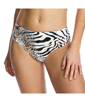 Braguitas de bikini tiro alto W240157 mujer.

El corte clásico es favorecedor para diferentes tipos de cuerpo.
Completamente forradas.
Estas bragas de bañador clásicas son una opción versátil y práctica para la playa y la piscina.

Tejido de vanguardia con un alto poder moldeador, con una alta resistencia al cloro, cremas y aceites bronceadores y excelentes propiedades de absorción de la humedad.
 Composición: Forro exterior: 80% Poliamida, 20% Elastano.
Forro interior: 84% Poliéster, 16% Elastano.
 Cuidados:
Lavar a mano.
No usar lejía.
No usar secadora.
No planchar.
No lavar en seco.
No estrujar.