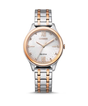 This Citizen  Analogue Watch for Women is the perfect timepiece to wear or to gift. It's Multicolour 32 mm Round case combined with the comfortable Multicolour Stainless steel watch band will ensure you enjoy this stunning timepiece without any compromise. Operated by a high quality Eco-Drive movement and water resistant to 5 bars, your watch will keep ticking. This solar powered watch recharges itself in any kind of light,This solar watch does not require any battery replacement. -The watch has a function: Solar Powered High quality 19 cm length and 14 mm width Multicolour Stainless steel strap with a Fold over with push button clasp Case diameter: 32 mm,case thickness: 7 mm, case colour: Multicolour and dial colour: Pink