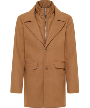 Er schuilt tijdloze elegantie in deze overgangsjas van DreiMaster Klassik. De klassieke snit en een elegante reverskraag vertegenwoordigen een perfect gevormde zakelijke stijl. Wat deze jas echt onderscheidt van andere jassen is de gewatteerde binnenvoering, die kan worden geïntegreerd met een ritssluiting. Dit betekent dat het borst- en nekgebied zelfs op koudere dagen beschermd is. Twee klepzakken, een binnenzak en een split in de achterzoom ronden het ontwerp af.  Overgangsjas van wolmix