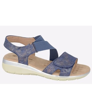 A stylish and chic addition to your wardrobe, these Boulevard Sassie women's sandals boast a durable synthetic upper in a chic navy colourway that is sure to compliment any attire, with a padded microfibre sock and elasticated fit for all day comfort. The perfect choice for weather youre hitting the beach or going out! 
 - Synthetic upper
 - Elasticated for a stretch fit 
 - Hook and loop closure for easy on / off wear 
 - Padded microfibre PU sock
 - Durable PU Sole
