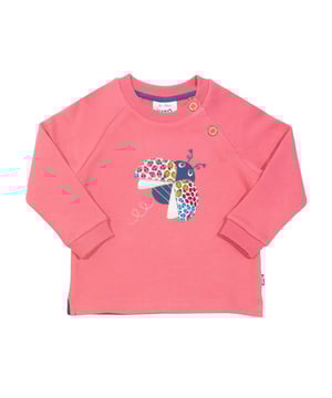 Come fly with me! Our ladybird sweatshirt is sure to brighten any day and is the perfect companion for days spent adventuring and exploring. Stylish and practical with a lovely ladybird ditsy appliqué on super soft pink lemonade brush back sweat fabric. Coconut button raglan sleeve opening up to and including size three years.