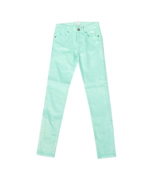 Stretch pants. 
 Turquoise green 
 Bass with skinny cut. 
 Bright effect. 
 Zip and button closure. 
 Two pockets on the front, and mini pocket with embroidered brand logo detail. 
 Two open pockets in the back. 
 Belt loops. 
 Seams seen in tone. 

 Composition: 97% Cotton - 3% Elastan 

 Washing instructions: 
 - Wash at maximum 40ºC. 
 - Iron at medium temperature, max. 110 ° C. 
 - Allows to use dryer. 
 - Do not bleach. 
 - Does not support dry cleaning. 


 Composition: 97% Cotton, 3% Elastane
 Care:
- Wash maximum at 40ºC.
 - Iron at medium temperature, max. 110ºC.
 - Allows you to use a dryer.
 - Do not use bleach.
 - Does not support dry cleaning.