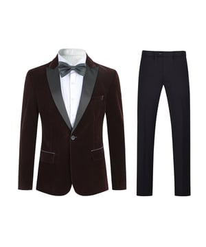 [Material & Pflege] 70 % Polyester, 30 % Viskose. Chemische Reinigung empfohlen, Handwäsche möglich, jedoch mit kaltem Wasser. [Stil & Design] Schmaler Schnitt, einreihig, Satin-Revers, Mittelschlitz, Knopfverschluss, komplett gefüttert mit exklusivem Futter. Kombiniert klassische Anzugkultur mit modernem Element. [Paket] 1 * Blazer + 1 * Hose