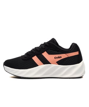 Run with total confidence and ease in the new womens Gola Performance Draken trainers. This Gola womens trainer is a versatile running shoe, which not only delivers on the roads but in the gym and for general everyday wear too. Featuring an engineered 3D open air mesh upper to keep feel cool while working out, accompanied by a removeable cushioned insole and soft padded heel and ankle collar this is a great trainer which delivers on all fronts. The supportive and high impact resistantphylon midsole unit also provides comfort and shock absorption, as well as strategically placed outsole flex grooves to aid natural foot movement delivering fatigue free wear mile after mile 
 - Textile / synthetic upper
 - Full lace closure
 - Padded heel and ankle collar
 - Soft cushioned footbed
 - Impact resistant phylon midsole 
 - Durable rubber outsole
 - Gola branding throughout
