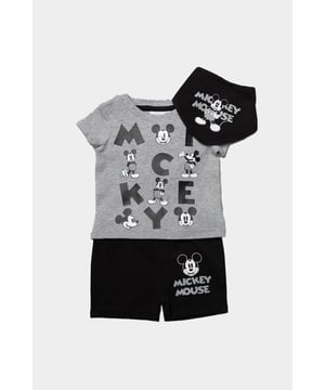 This Disney Baby Mickey Mouse set is the perfect for the little one in your life, this three-piece set features a bold Mickey Mouse print and details. It includes a short-sleeved top with popper fastening, shorts, and an adorable matching bib. This matching set makes outfit planning easy and would be an adorable gift too!