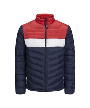 Chaqueta para hombre de la marca Jack & Jones. La chaqueta está hecha de poliéster de alta calidad.  Marca: Jack & JonesNombre del modelo: Hero Puffer CollarCategoría: abrigo hombre inviernoMateriales: poliésterColor: azul, blanco, rojo.