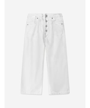 Introducing the Kids Metallic Effect Jeans in Silver from mm6_maison_margiela, a high-end designer piece for your Boy or Girl. Enhance their style quotient with these key features: Bold and shiny: These metallic effect jeans are sure to grab attention with their bold and shiny look. They're the ultimate statement in kids' fashion.  Comfortable Fit: Crafted from high-quality materials that conform to the body comfortably, these jeans are perfect for all-day wear. Unisex Design: Suitable for both Boys and Girls, these unique jeans fits seamlessly into any junior wardrobe.Revamp your child's fashion game with these lavish Kids Metallic Effect Jeans in Silver. Let them shine bright with mm6_maison_margiela! Order today.