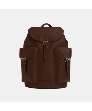 Warner Backpack in Pebbled Leather, Inside zip and multifunction pockets
 Inside laptop sleeve, Outside snap pockets,  Length: 31.50 cm,  Width: 17.50 cm,  Height: 43.00 cm