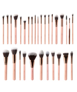 Luxie's 30 Piece Rose Gold Brush Set comes with every brush you need for perfect makeup application everyday. Each brush is made from synthetic, vegan, and cruelty-free fibers ideal for flawless makeup application with less wasted product.  Our signature Rose Gold brush line features premium soft, synthetic bristles encased in a rose gold ferrule atop a chic pink handle, making them not only functional, but a beautiful addition to your vanity. This set is completed with our new luxury zippered storage folder.