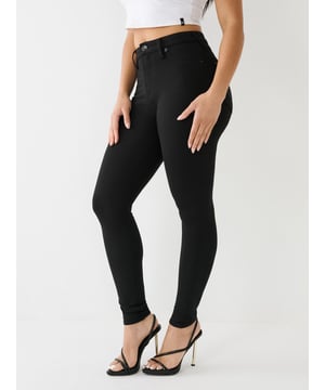 The Jennie Ponte High Rise Curvy Skinny Pants is perfect for girls who want to accentuate their curves without compromising comfort. Designed with stretch-knit Ponte fabric for a figure-flattering fit, high-rise waist, mock front and functional back patch pockets, a zip fly, back Single Needle stitching, and skinny leg.