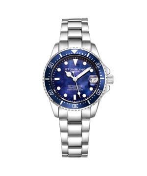 Women's Diver, Silver-tone Bracelet, Dark Blue MOP Dial Watch