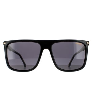 Carrera Rectangle Mens Black Gold Grey Sonnenbrille Carrera ist eine maskuline rechteckige Brille aus leichtem Polyamid mit einer flachen Rahmenfront und schlanken Bügeln, die mit dem Carrera-Logo versehen sind.