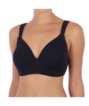 Non-wired nursing bra, designed to provide comfort and support to nursing mothers.

 Details:

 - Made of soft, stretchy fabric for a comfortable, long-lasting fit.
 - Flattering V-neckline and wide adjustable straps for added customization.
 - Clip system on the straps to easily lower the cups and facilitate breastfeeding.
 - Rear eyelet closure with 4 columns and 3 hooks, which ensures a firm and secure fit.

 A functional and comfortable garment, ideal for pregnant and nursing women who prioritize practicality and comfort.
 Composition: 67% Cotton, 30% Polyester, 3% Elastane
 Care:
- Hand wash.
 - Use mild detergent.
 - Avoid tumble drying.
 - Do not use bleach.