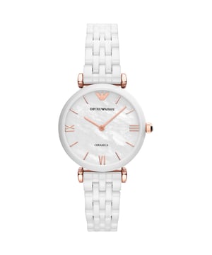 Showing exactness as well as being setup savvy, Emporio Armani watches display astonishing craftsmanship and liberal use of semi-significant materials to give an optimal look and feel. White dirt and rose gold-tone stresses make the best pair in this perfect understanding of New Retro. This quartz watch shows up in a round and tempered steel case. This touchy watch from Emporio Armani is great for any occasion. 32mm watch width