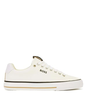 New BOSS sneaker. Full canvas upper derby design enriched by BOSS detail on the side. Full vulcanized sole. backtab enriched by institutional tape. Fresh and seasonal colour combination that fits the deliveries