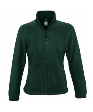 Pill resistant. High density. Unlined. Shaped fit. Taped back neck. Collar high full zip. Two front zip pockets. Elasticated cuffs. Open hem with drawcord. Fabric weight: 300 gsm. Material: 100% polyester. Ladies size: S(8/10), M(12), L(14), XL(16), XXL(18).