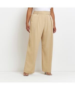 Plus collection, Pleated detail, High waisted, Wide leg, Made with at least 30% recycled material