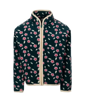 Gewebetechnik: langlebig. Materialzusammensetzung (%): 100% Polyester. Gewebe: Fleece. Design: Rundum bedruckt, Blumen. Kontrastfarbener Reißverschluss, Durchgehender Reißverschluss. Bindungsdetail, Hinten länger geschnitten. Taschenart: Zwei Seitentaschen. Bindesaum, Hoher Kragen. Bündchen: Bindesaum. Langärmlig.