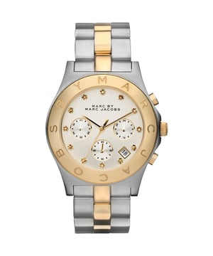 Specification Details Brand Marc by Marc Jacobs Model MBM3177 Barcode Number Not Available Gender Women's Case Diameter 41 mm Case Material Stainless Steel Case Colour Not Specified Dial Colour Silver Band Material Stainless Steel Band Colour Two-tone (Silver-tone and Gold-tone) Movement Quartz (Battery) Chronograph Not Available Water Resistance Not Available