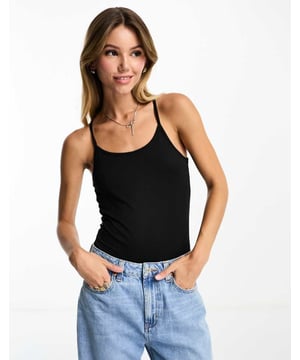 Tops by Pieces Brb, adding to basket Scoop neck Fixed straps Mesh back panel Bodycon fitSold By: Asos