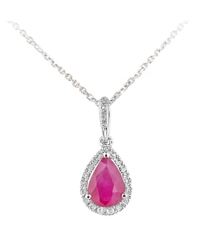 Oro blanco de 9 quilates (375): 1,01 g; # Diamante: 0,08 quilates; # Rubí: 0,8 ct