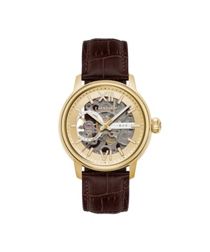 The Padstow echoes the classic silhouette of a pocket watch designed for the wrist. The intricate jigsaw of gears, wheels and springs visible through the dial face speaks to the horological mastery of skilled watchmakers.