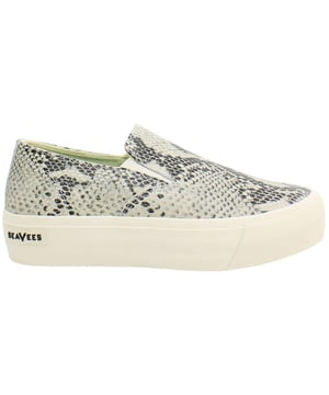 Seavees Baja Platform Mulholland Slip-On Beige Cuero Liso Mujeres Zapatillas BAJA_MULHOLLAND_AF_ECRU_SNAKE
