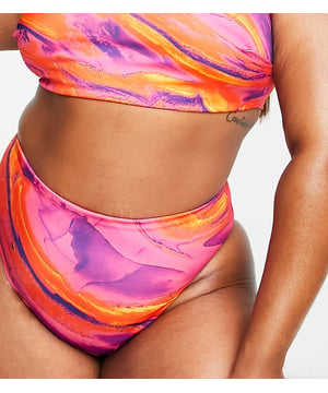 Sunsets Women's Printed Fold-over High-waist Bikini Bottom - 33p