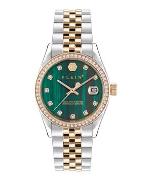 This Philipp Plein Date Superlative Analogue Watch for Women is the perfect timepiece to wear or to gift. It's Multicolour 34 mm Round case combined with the comfortable Multicolour Stainless steel watch band will ensure you enjoy this stunning timepiece without any compromise. Operated by a high quality Quartz movement and water resistant to 5 bars, your watch will keep ticking.