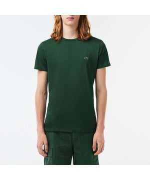 Mens Lacoste Crew Neck Pima Cotton Jersey T-Shirt.- Ribbed crew neck.- Short sleeves.- Embroidered Lacoste logo at left chest.- Tonal back neck tape.- Super soft pima cotton jersey fabric.- Regular fit.- 100% Cotton.  - Ref: TH6709-SMI