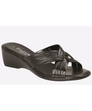 A chic and stylish option from Boulevard, these women's Helena classic mule sandals are sure to impress. Boasting a classic silhouette, these sandals feature an x-strap with a textured synthetic upper for added visual appeal, with a padded footbed for optimal comfort.
- Synthetic upper
- Secure x-strap design
- Padded footbed
- Heel for an elevated look
- Durable rubber outsole
