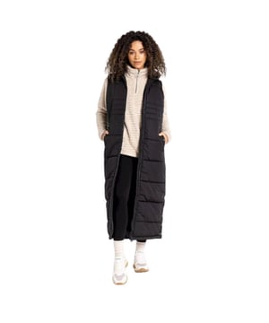 Material: 100% Polyester. Stoff: Glänzend. Design: Logo, Gesteppt. Marken-Reißverschluss, Kinnschutz, hohe Wärmeleistung, innere Reißverschlussabdeckung. Stoff-Technologie: DWR-Ausrüstung, Spritzwasserschutz. Ausschnitt: Kapuze. Ärmel-Typ: Ärmellos. Kapuzen-Merkmale: Angewachsene Kapuze. Länge: Langer Schnitt. Taschen: 2 untere Taschen, Druckknopfverschluss. Verschluss: Durchgehende Länge, Zwei-Wege-Reißverschluss. Nachhaltigkeit: Hergestellt aus recycelten Materialien.