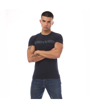 Mens Emporio Armani Crewneck T-Shirt in navy.- Crew neckline.- Short sleeves.- Branding on chest.- Slim fit.- 95% Cotton  5% Elastane.- Ref: 11103551600135