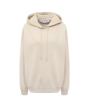 Bleiben Sie warm und stilvoll mit diesem Off-White Hoodie. Mit seinem modernen Design und dem ikonischen Logo wird dieser Kapuzenpullover mit Sicherheit für Gesprächsstoff sorgen. Zeigen Sie Ihren einzigartigen Stil!, OW-Logo auf der Brust, verstellbare Kapuze mit Kordelzug, große Kängurutasche vorne, normale Passform, 100 % Baumwolle, hergestellt in Italien, Streetwear, beigefarbener Kapuzenpullover, Kapuzenpullover