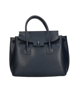 Bolso de mano de mujer en piel con cierre basculante con giratorio. Equipado con bandolera extraíble. Producto artesanal italiano. Hecho en Italia.