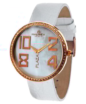 Haurex Italy, PlazaWhite Leather Gold Watch