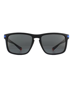 Polaroid zonnebrillen PLD 2088/s 0vk M9 Mat Black Blue Gray Polarisated zijn een strak rechthoekig ontwerp voor mannen. Ze hebben een onderscheidende sleutelgatbrug en gestructureerde tempels met polaroid branding aan het scharnier. Een lichtgewicht frame en gepolariseerde lenzen zorgen voor de hele dag comfort!