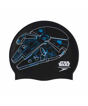 Speedo Star Wars Millenium Falcon Slogan Print Schwarz/Blau -Schwimmkappe 8 08385d675