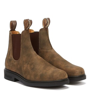 Blundstone's versatile Dress boots embody a chisel-toe Chelsea boot silhouette that can be dressed up or down to suit any occasion. The #1308 features timeless rustic brown leather  versatile and effortless. SPS (Shock Protection System) offers heightened shock absorption so your feet will be supported all-day long.
