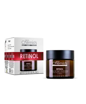  Powerful formula combining retinol and SYNAKE
 Enriched with natural ingredients for hydration and nourishment
 Smooths and brightens complexion for a healthy, rejuvenated look

skinChemists AntiAging Retinol Night Moisturizer is a powerful formula that combines the benefits of retinol and SYN®AKE to provide effective antiaging results. This moisturizer is enriched with natural ingredients like coconut oil and aloe vera to hydrate and nourish the skin. It smooths and brightens the complexion, leaving it looking healthy and rejuvenated.
