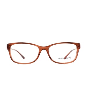 Giorgio Armani 7098 5488 glazen hebben een gestreepd bruin frame dat van plastic is gemaakt en een rechthoekige vorm heeft en voor vrouwen is