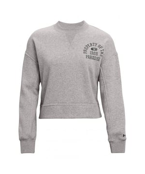 Elevate your style and comfort with the Under Armour Project Rock Women's Fleece Sweater. This sweater is a part of the Project Rock collection, a collaboration between Under Armour and Dwayne "The Rock" Johnson, and is designed to provide exceptional warmth and style for your everyday activities.

Key Features:

 Fleece Fabric:  Crafted from cozy fleece fabric, this sweater offers exceptional warmth and comfort. It's perfect for cooler days and evenings.

 Dwayne "The Rock" Johnson Logo:  Featuring Dwayne "The Rock" Johnson's signature logo, this sweater proudly represents the Project Rock collaboration and adds a touch of athletic authenticity to your outfit.

 Crew Neck Design:  The crew neck design provides a classic and comfortable fit that complements a wide range of outfits.

 Ribbed Cuffs and Hem:  Ribbed cuffs and a ribbed hem ensure a snug fit and add a touch of style to the sweater.

 Regular Fit:  The regular fit offers a comfortable and relaxed silhouette that suits various body types.

 Easy Care:  This sweater is easy to maintain and can be machine washed, ensuring convenience in your daily routine.

The Under Armour Project Rock Women's Fleece Sweater embodies both style and comfort, making it a versatile addition to your wardrobe. Whether you're heading to the gym, going for a casual outing, or simply looking for a warm and stylish layer, this sweater is a great choice that allows you to represent the Project Rock collaboration while staying cozy and fashionable.