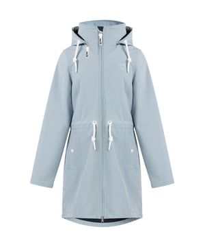 Geen vulling  myMo ATHLSR presenteert de functionele alary softshelljas in sportief design. Met zijn comfortabele lengte en de zachte microfleece binnenkant is hij perfect voor de overgang. Het ademende, winddichte en waterdichte materiaal biedt betrouwbare bescherming en kan bovendien met een taillekoord in het figuur worden getrokken. Bijzonder opmerkelijk zijn de twee praktische zijzakken en de vele liefdevol doordachte details zoals oogjes in reliëf, koordstoppers en het hartvormige borduursel op de borst. Een hoge opstaande kraag houdt niet alleen de nek warm, maar biedt ook ruimte voor een capuchon, die dankzij de ritssluiting eenvoudig in de hoge kraag kan worden geïntegreerd.  softshell jas