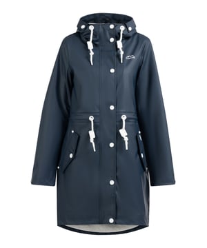 keine Füllung  An regnerischen Tagen bietet dieser Regenmantel von ICEBOUND wundervollen Schutz. Das Material ist wind- und wasserdicht und lädt somit bei allen Witterungslagen zu einem Spaziergang ein. Die große Kapuze mit stylishen Kordeln hat einen extra Regenschutz, der besonders an stürmischen Tagen vorteilhaft eingesetzt werden kann. Ein angenehmes Tragegefühl erzeugt das weiche Jersey-Innenfutter. Der labeltypische Print befindet sich  auf der Brust sowie am Oberarm.  Regenmantel
