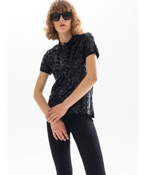 Polo-Kragen gemustertes T-Shirt95% Polyester 5% Elasthan