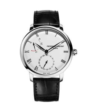 This Frédérique Constant Slimline Analogue Watch for Men is the perfect timepiece to wear or to gift. It's Silver 40 mm Round case combined with the comfortable Black Leather watch band will ensure you enjoy this stunning timepiece without any compromise. Operated by a high quality Automatic movement and water resistant to 3 bars, your watch will keep ticking. This watch has an automatic watch movement ( recharged by any movement with your wrist; never needs a battery) High quality 21 cm length and 19 mm width Black Leather strap with a Sapphire glass Case diameter: 40 mm,case thickness: 12 mm, case colour: Silver and dial colour: Silver